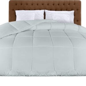 Lichtgewicht Zomerdekbed 200x200 cm - Gewatteerd Polyester - Zacht en Ventilerend - Met Hoeklabels en Doosstijl Stikken - Lichtgrijs (8785365073495)