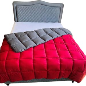 Luxe Hoesloos Dekbed 200x200 cm in Rood en Grijs - Ademend en Wasbaar, Anti-Allergie, 2 Persoons (8721316580001)