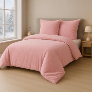Pluche Beddengoed - Nicky Teddy - Winterse Warmte - Ademend Materiaal - 200x200 cm - Roze (9101155183738)