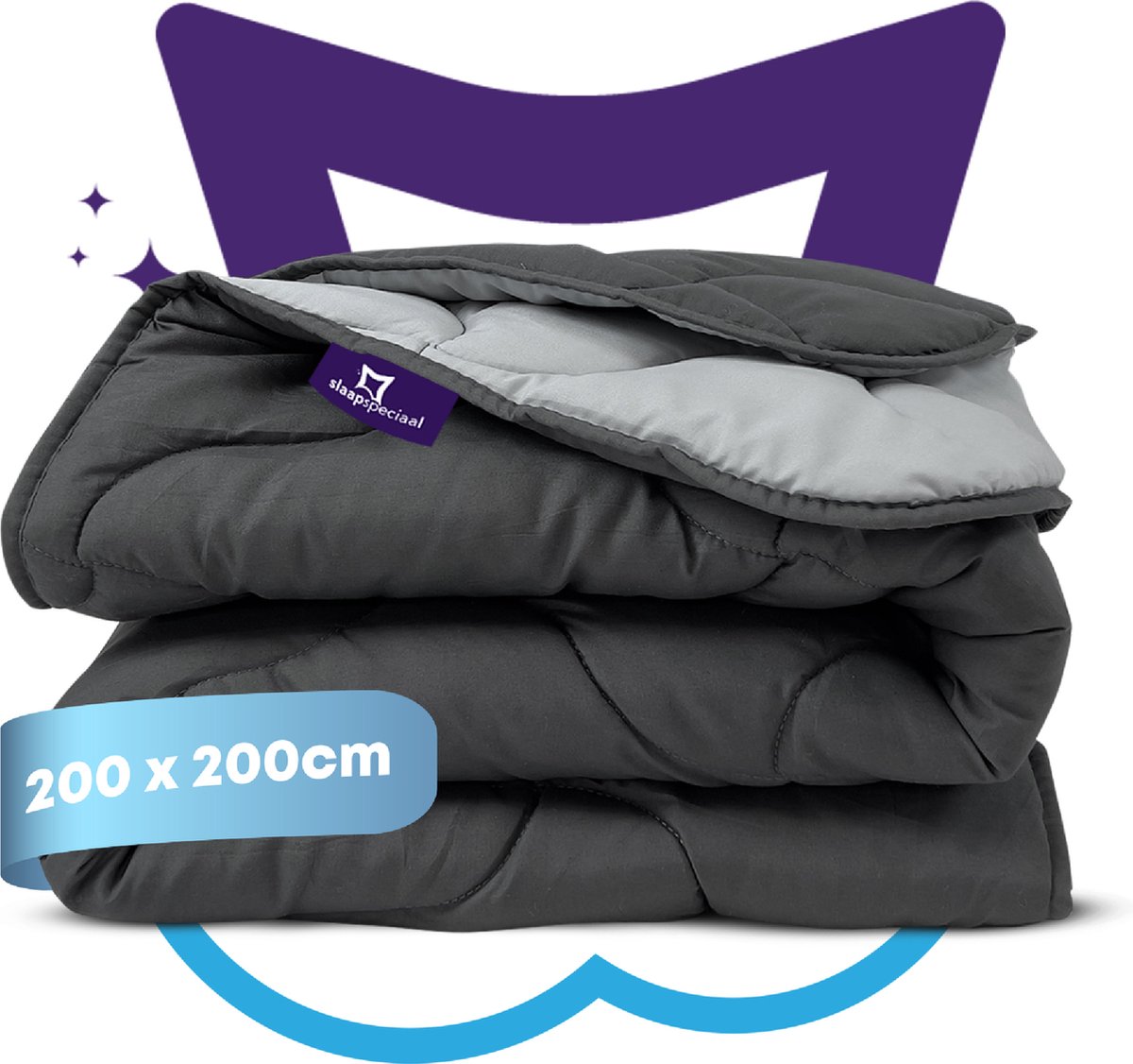 Slaapspeciaal Zomerdekbed - eazydekbed ® Series Antraciet/Grijs - Dekbed zonder overtrek | 200x200 cm - 30 dagen proefslapen - Hoesloos dekbed - Bedrukt dekbed zonder overtrek - Dekbed in kleur - Gekleurd dekbed - Tweepersoons Dekbed (8720986800365)