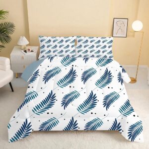 Tropisch Palmblad Dekbed - Omkeerbaar Dekbed - Slaapkamer Decoratie - U-vormig Stiksel - 140x200 cm - Marineblauw Zwart Wit (9101196096868)