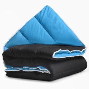 Tweepersoons Dekbed 240x200 cm - Zwart/Blauw - All-in-One met Geïntegreerd Overtrek - Wasbaar - Geschikt voor Alle Seizoenen - Inclusief Kussenslopen (8785356000547)