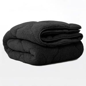 Tweepersoons Dekbed zonder Overtrek - Teddy Stof - Zwart - 240x200 cm - Wasbaar en Comfortabel (8785349858902)