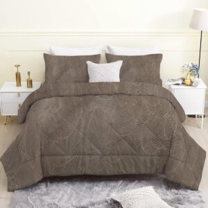 Tweepersoons dekbed - Dekbedovertrek met patroon - Slaapkamer comfort - Dubbelzijdig ontwerp - 200x200 cm - Bruin (9101165359345)