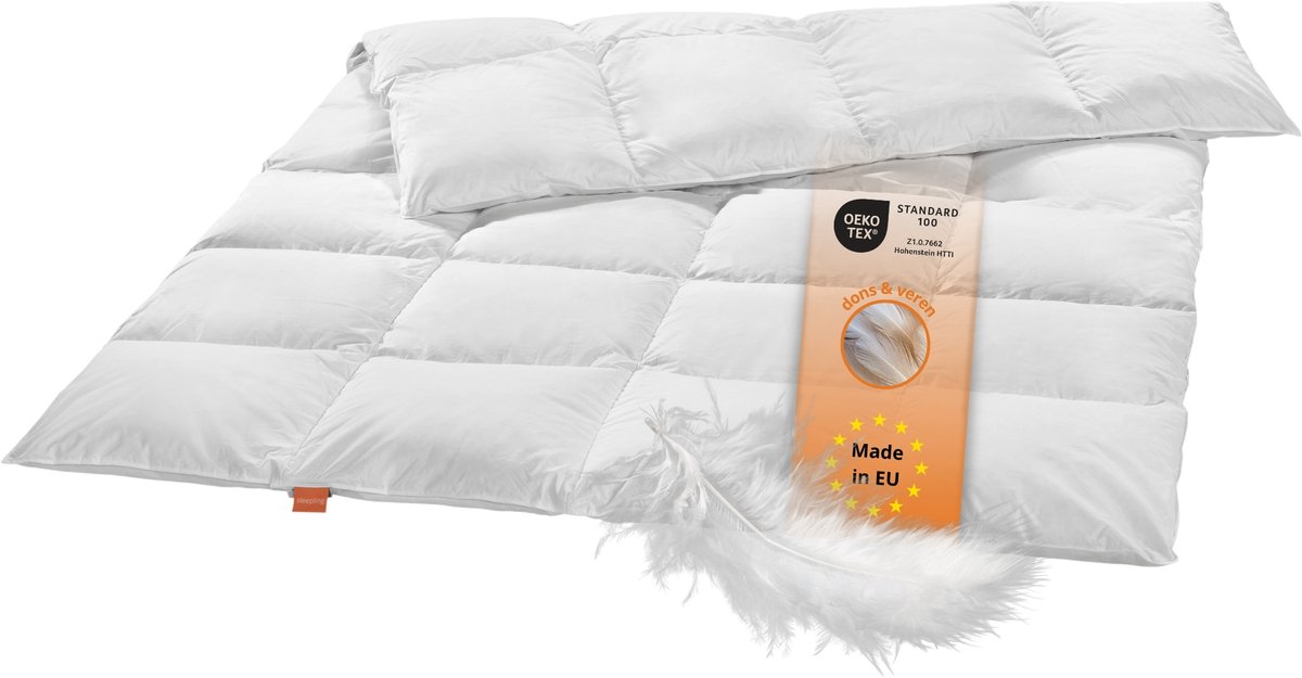 sleepling donzen dekbed - winterdekbed 200x200 cm - dik dekbed met 90% dons / 10% veren - als winterdonsdekbed, warme verendeken of winterdekbed met dons - Downpass gecertificeerd - Made in EU - 200 x 200 cm - wit (4251342703937)