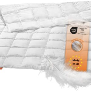 sleepling donzen dekbed - zomerdekbed 200x200 cm - licht dekbed met 90% dons / 10% veren - als zomerdonsdekbed, licht verendekbed of zomerdeken met dons - Downpass gecertificeerd - Made in EU - 200 x 200 cm - wit (4251342703869)