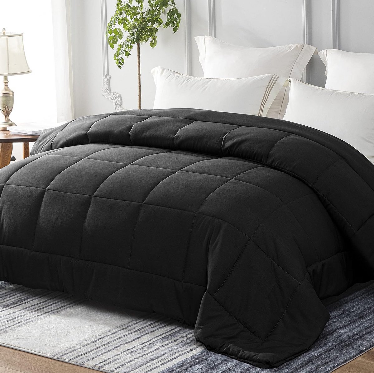 4-Seizoenen Dekbed 200x200 cm Zwart Microvezel - Ademend en Superzacht All-Season Dekbed (9101145413173)