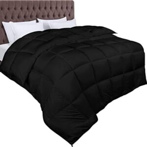 Dekbed 10,5 Tog met Hoeklabs - Pluche Gesiliconiseerd Fiberfill, Doorgestikt Dons Alternatief (200x200 cm, Zwart) (8785349832377)
