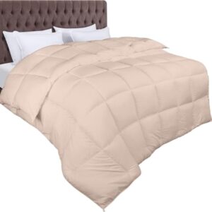 Dekbed 10,5 tog met hoeklabs - 200x200 cm - Beige - Gesiliconiseerd fiberfill - Doorgestikt alternatief dons (8785349837006)