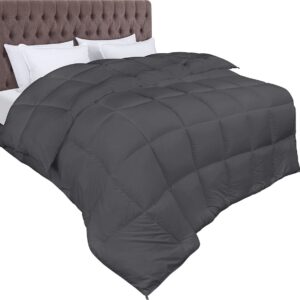 Dekbed 10,5 tog met hoeklussen - Pluche gesiliconiseerd fiberfill, Doos gestikt Dons Alternatief (200x200 cm, Grijs) (9101019817687)