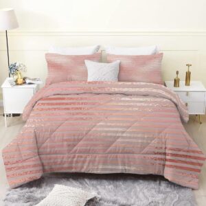 Dekbed Dubbel - Lichtgewicht Quilt - Alle Seizoenen Comfort - Huidvriendelijk - 200x200 cm - Roze Strepen (9101208593989)