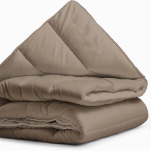 Dekbed inclusief tijk en kussenslopen - Tweepersoons 200x200 cm - Taupe - Wasbaar - Antiallergisch (9101060710807)