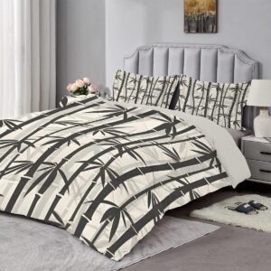 Dekbed met plantenprint 200x200 cm 4 seizoenen omkeerbaar grijs met instopstrook en kussenslopen (9101118346576)