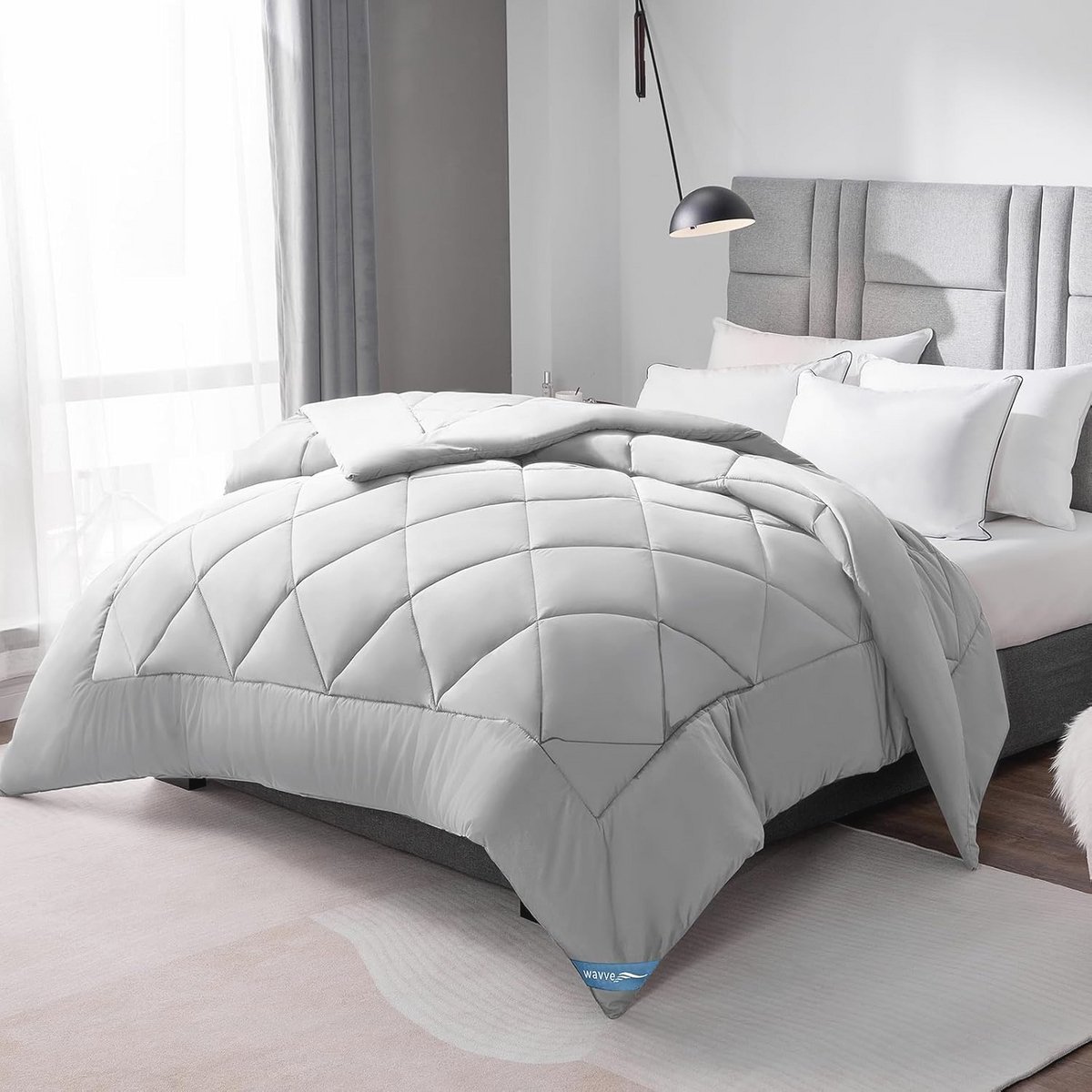 Dekbed voor Frans Bed 200x200 cm - 4 Seizoenen, Lichtgrijs Kunstvezel (9101047200833)