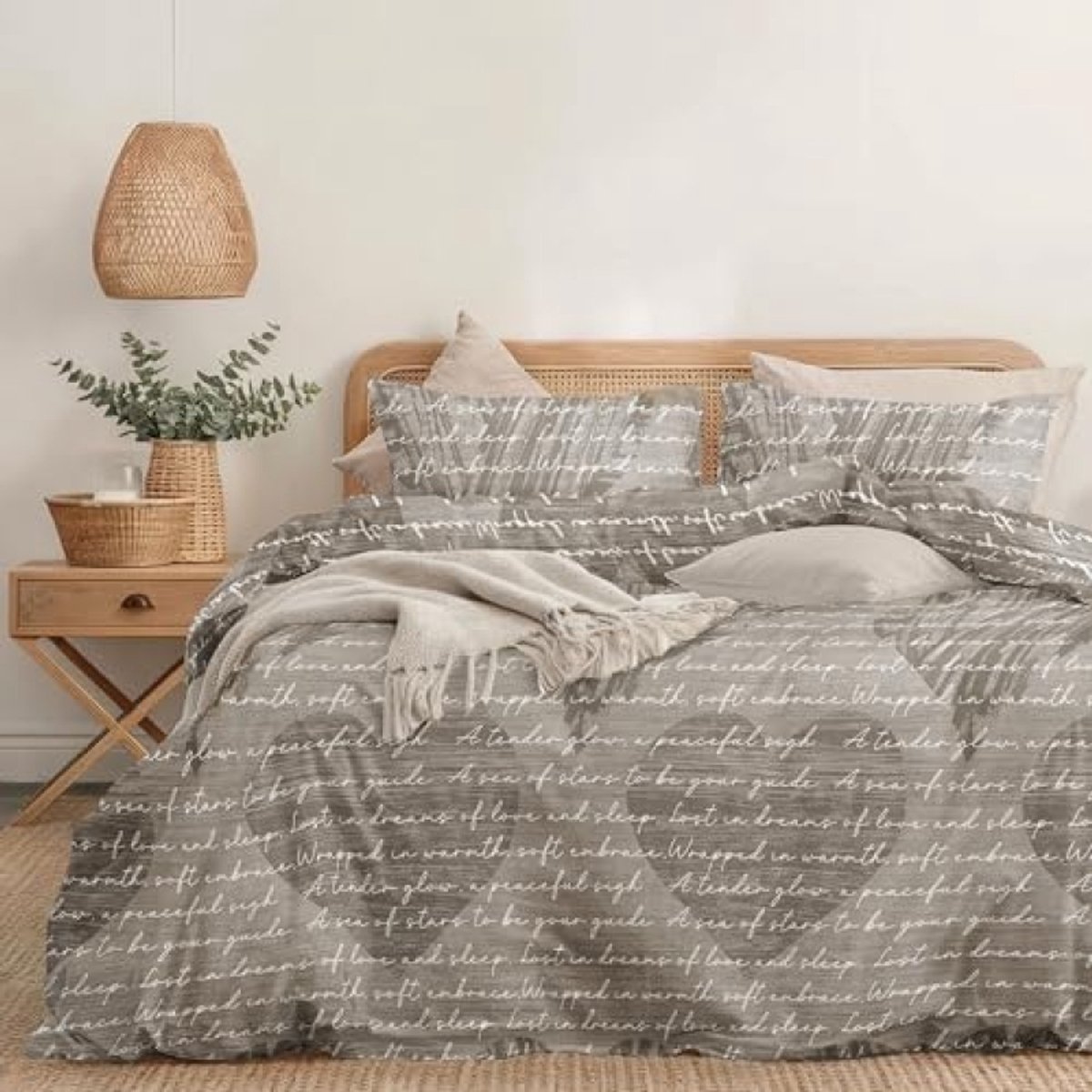 Dekbedovertrek 200x220 cm met 2 kussenslopen 80x80 cm, strohartpatroon, beddenset met ritssluiting, tweepersoonsbedlinnen, Oeko-Tex (9101023022725)