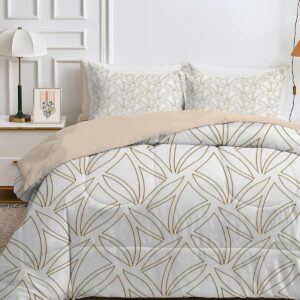 Dubbel Dekbed 200x200 cm Zomer Herfst Lichtgewicht met 2 Kussenslopen Grijs Patroon (9101145028568)