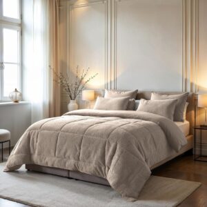 GTB® Dekbed 200x200 - Dekbedovertrek 200x200 Tweepersoons - Zomerdekbed - Taupe - 200cm x 200cm x 4cm (6152721489481)