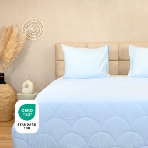 HappyBed Dekbed zonder overtrek 200x200 - Bedrukt dekbed zonder hoes - Hoesloos Dekbed met Print - Wasbaar - Tweepersoonsdekbed - Blue (8717752094646)