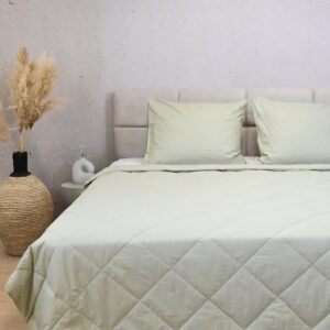 HappyBed Zomerdekbed 200x200 - Tweepersoonsdekbed - Katoen - Wasbaar dekbed zonder overtrek - Bedrukt dekbed zonder hoes - Hoesloos Dekbed met Print - Sage Green (8721001727025)