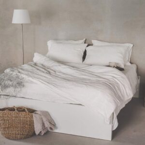 Natuurlijk Linnen Beddengoed Set - 100% Katoen, Ademend en Duurzaam (Gebroken Wit, 200x200 cm + 2x 80x80 cm) (9101047720058)