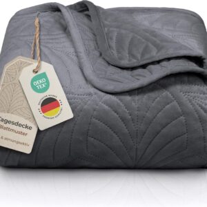 Premium bedsprei 200x220 cm - Zachte fluwelen deken met bladmotief - Kreukvrij en onderhoudsvriendelijk - Perfect voor bed en bank (9101138663615)