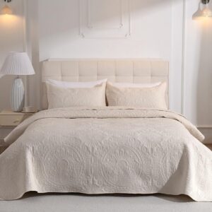 Sprei 200x220 cm Crème, Dubbelzijdig Quilt als Bed- en Sofadeken (9101120140100)