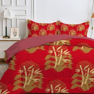 Tweepersoons Dekbed 200x200 cm Lente Herfst Lichtgewicht Dekbed met Plantenprint en Kussenslopen (9101130213146)