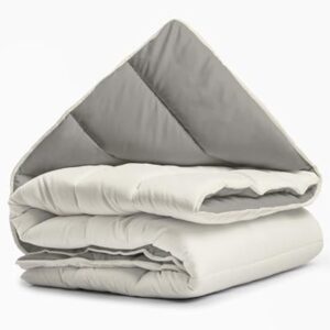 Tweepersoons Dekbed zonder Overtrek - Creme/Kaki - 240x200 cm - Wasbaar - All-in-one Lazy Dekbed - Geschikt voor alle seizoenen - Inclusief Kussenslopen (9101154312627)