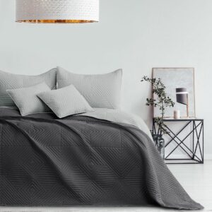Tweezijdige bedspread 200x220 cm in stalen zilver - ultrasonische naden, zacht polyester (9101083257884)