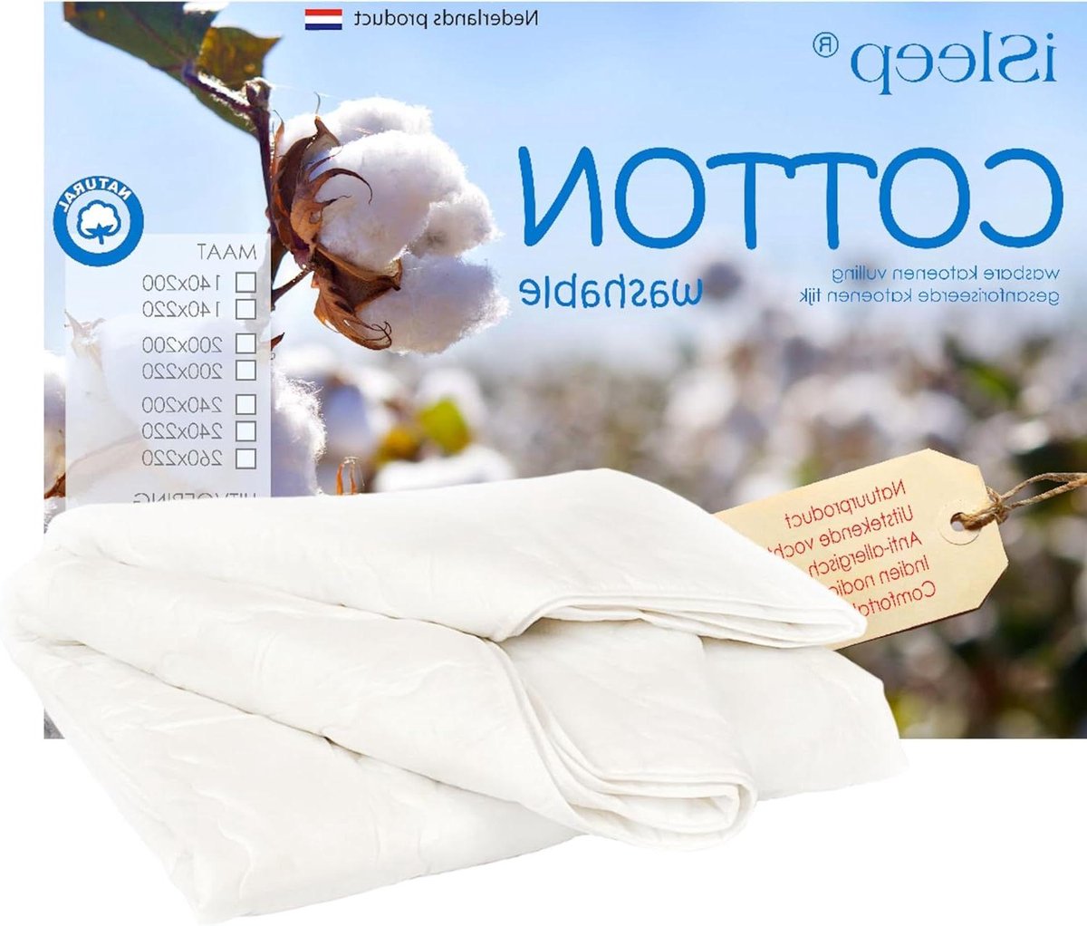 Zomerdekbed Katoen - Dekbed Enkel - Comfortabele Nachtrust - Puur Natuurlijk Materiaal - 240x200 cm - Naturel (9101206360873)