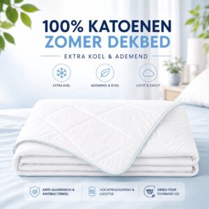Zomerdekbed katoen 140x200 cm - Koel & Ademend - Licht Zomer Dekbed - 100% Katoen - Ideaal bij Warm weer (8721049904358)